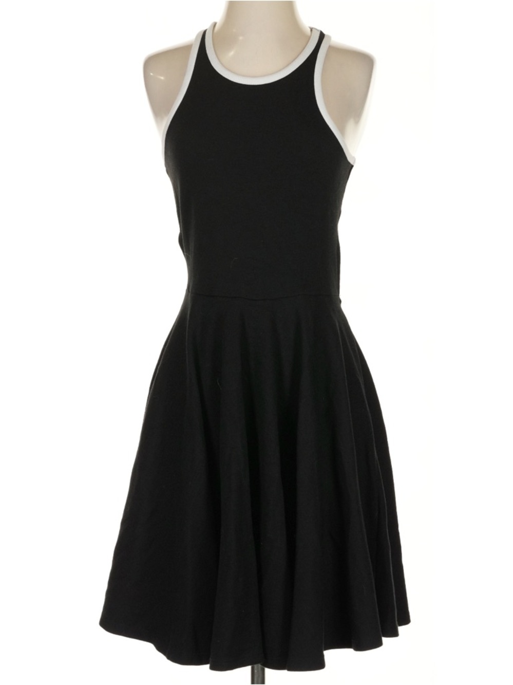 Black Racerback Midi Dress with White Trim